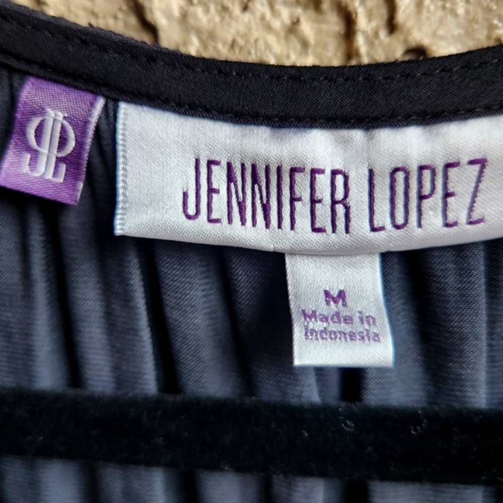 Jennifer Lopez Black Blouse Gold Grommets Size Medium - Picture 4 of 11